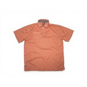 FootJoy Polo Shirt Mens Large Orange Plaid Golf Adult Casual